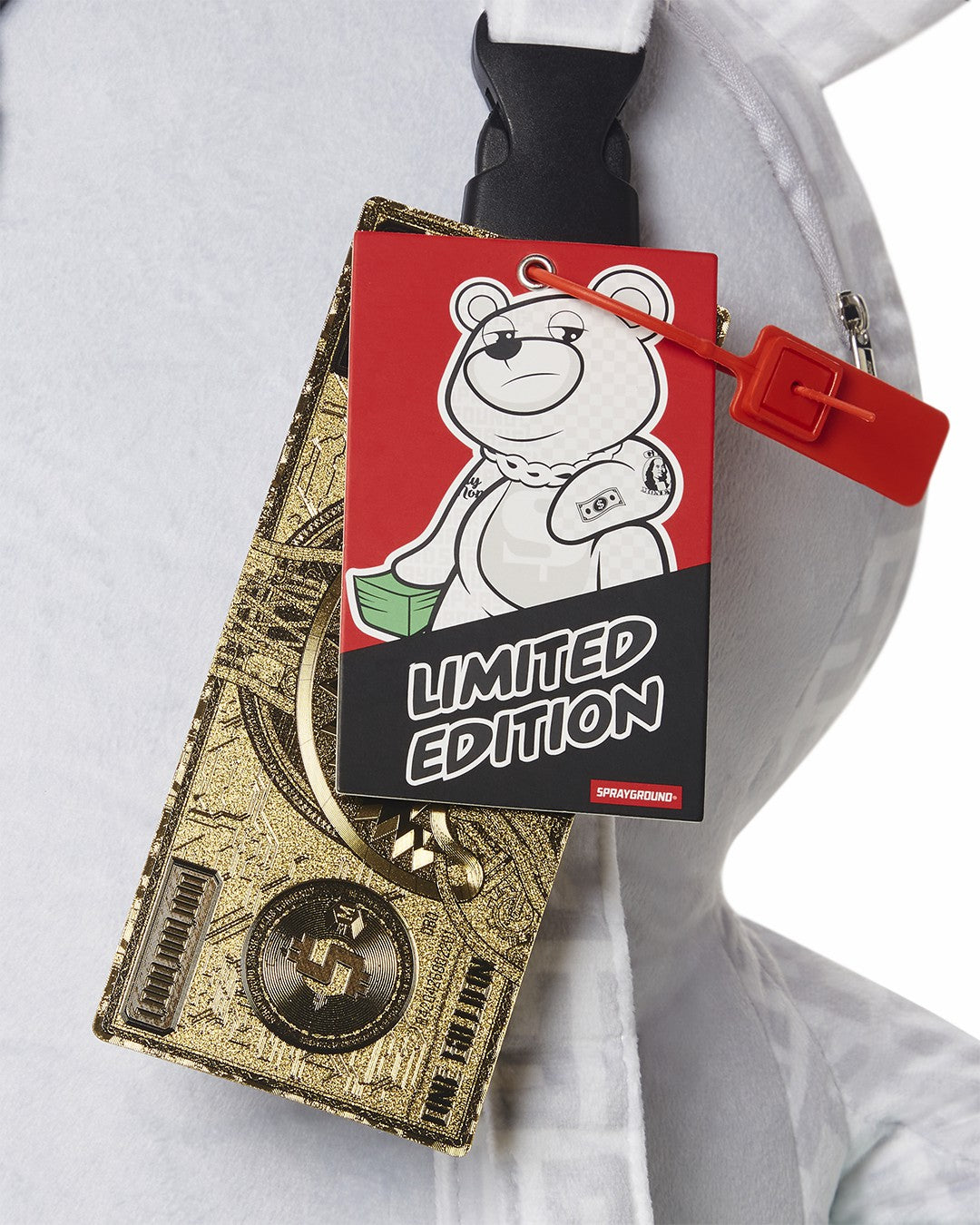 SPLIT THE CHECK (PEARL) MONEYBEAR TEDDYBEAR BACKPACK