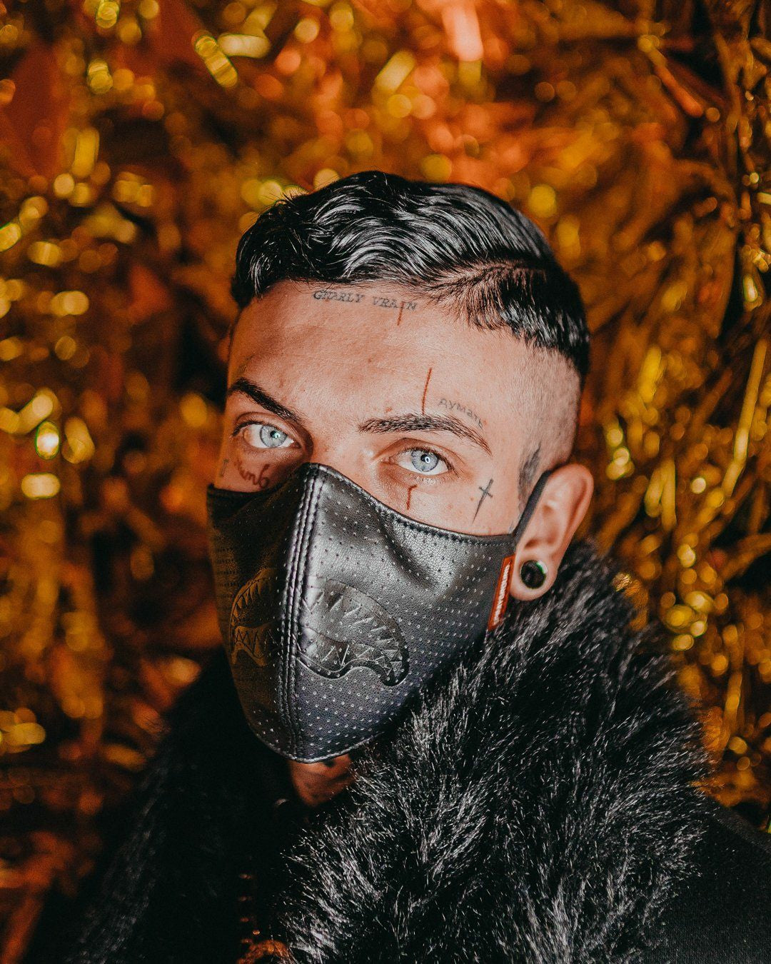 MIDNIGHT SHARK VEGAN LEATHER FACEMASK