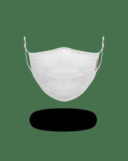 ADULT WHITE ON WHITE SHARK FORM-FITTING FACE MASK