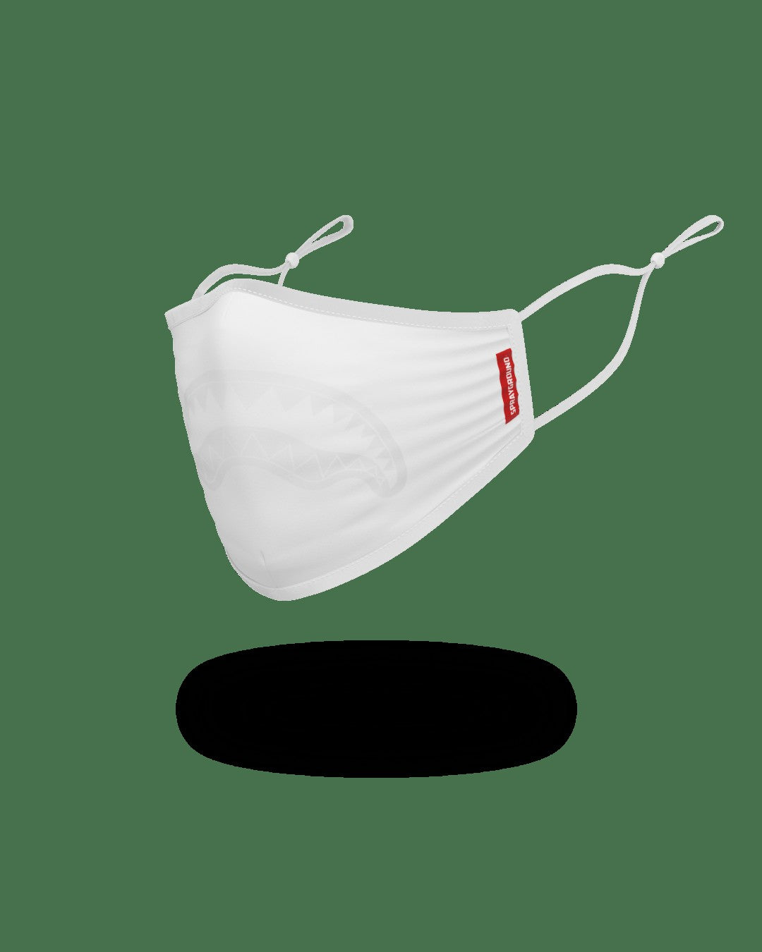 ADULT WHITE ON WHITE SHARK FORM-FITTING FACE MASK