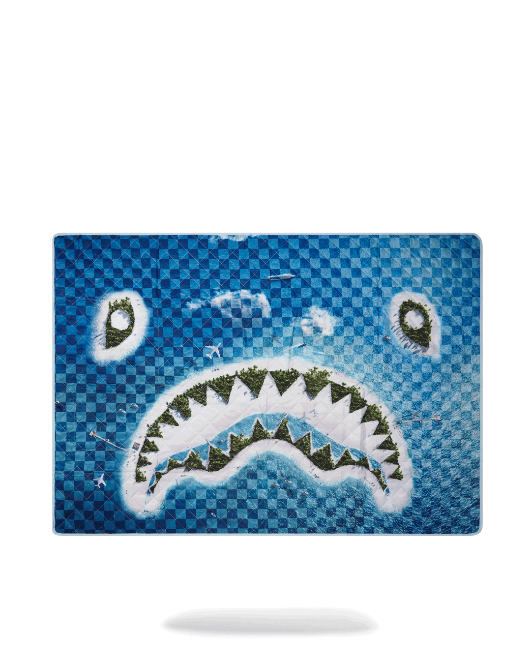 SHARK ISLAND PACKABLE BEACH MAT BLANKET WATER RESISTANT CONVERTIBLE TO