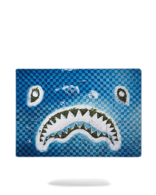 SHARK ISLAND PACKABLE BEACH MAT BLANKET WATER RESISTANT CONVERTIBLE TO