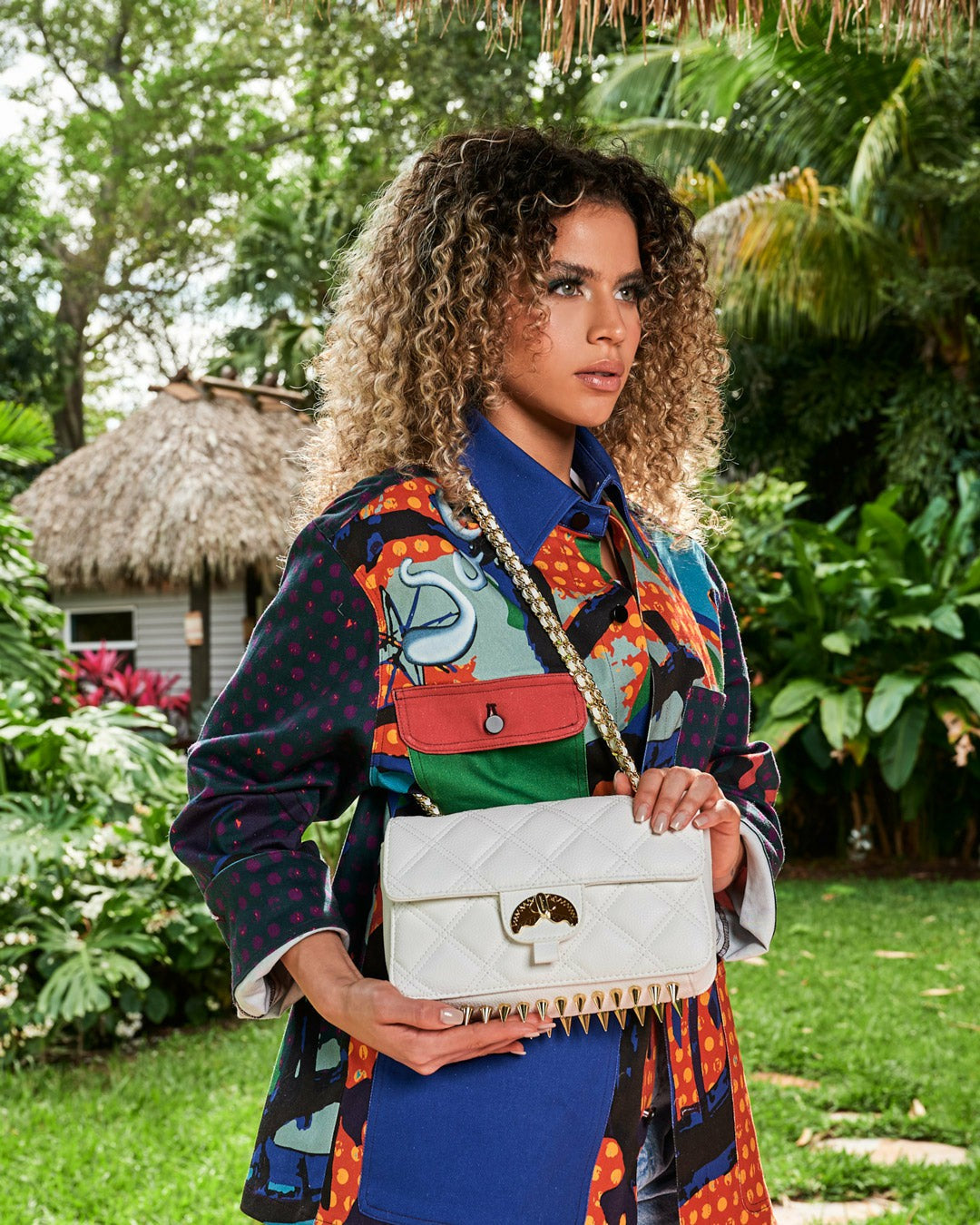 RIVIERA LE BLANC GOLD CHAIN SHARK HANDBAG