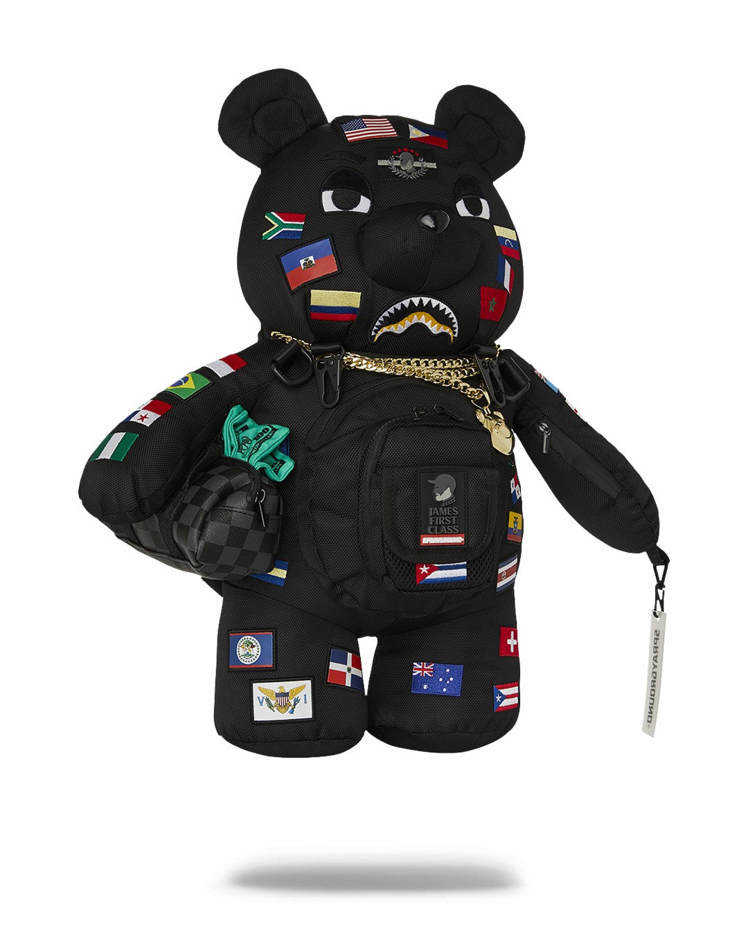 JAMES FIRST CLASS GLOBAL FLAGS MONEYBEAR BACKPACK
