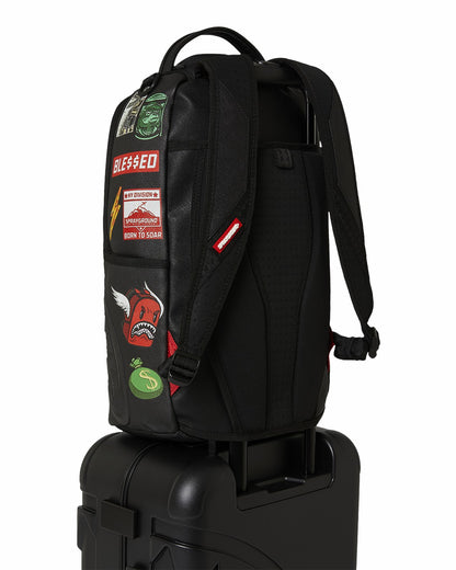 THE JOURNEY BEGINS SHARKITECTURE CARRY-ON LUGGAGE BLACK WITH EXTRA STI