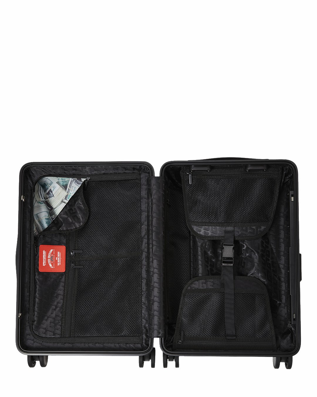 THE JOURNEY BEGINS SHARKITECTURE CARRY-ON LUGGAGE BLACK WITH EXTRA STI