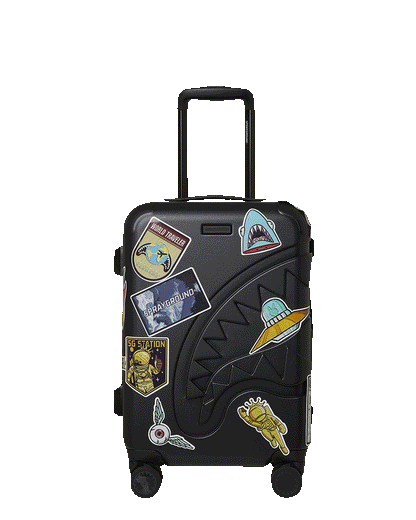THE JOURNEY BEGINS SHARKITECTURE CARRY-ON LUGGAGE BLACK WITH EXTRA STI