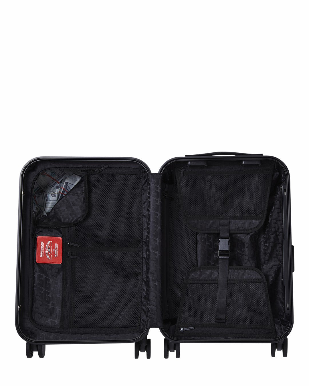 REALITY CHECK SHARKITECTURE CARRY-ON JETBLACK LUGGAGE (GOLD HARDWARE)