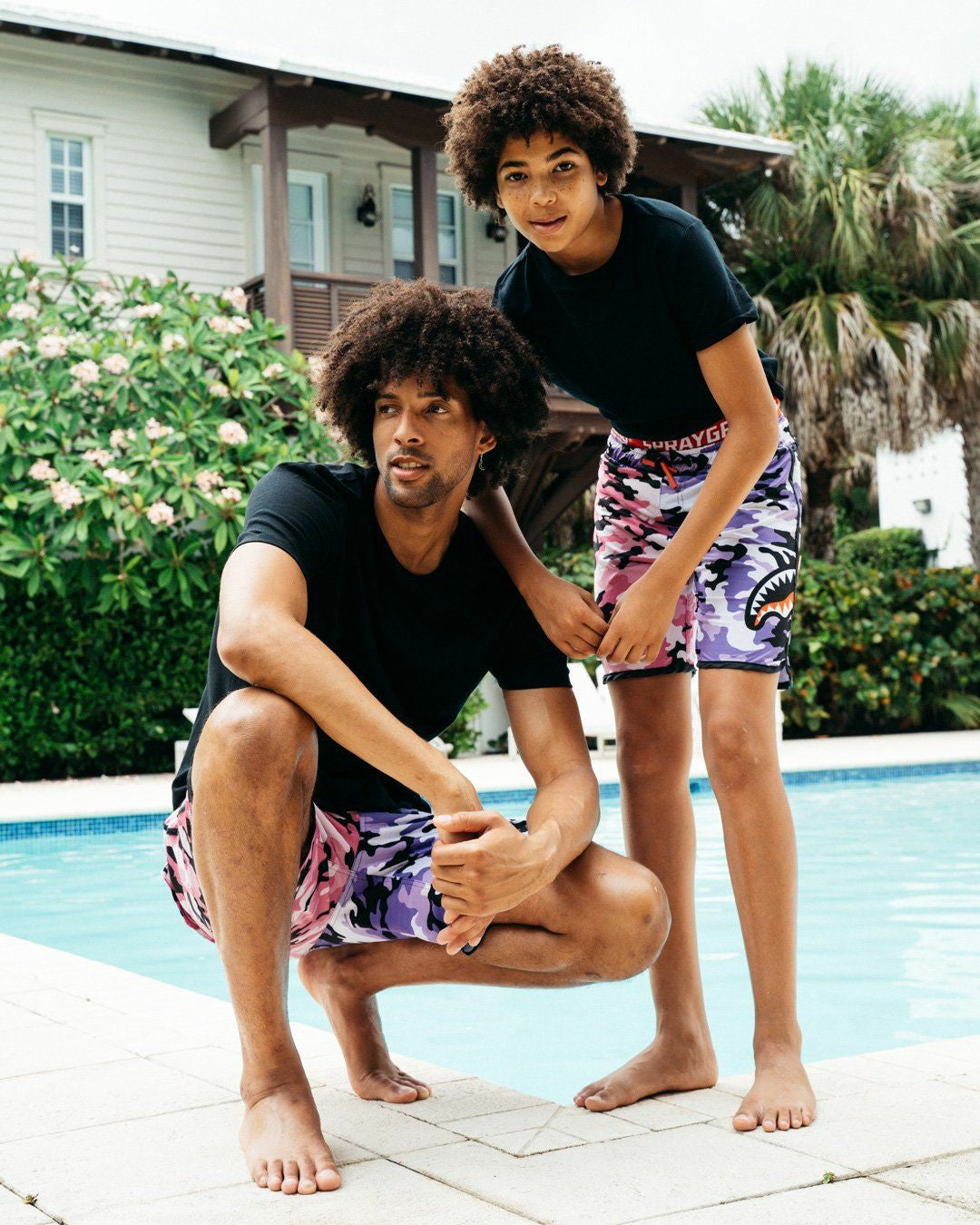 KIDS SPLIT CAMO SWIM TRUNKS