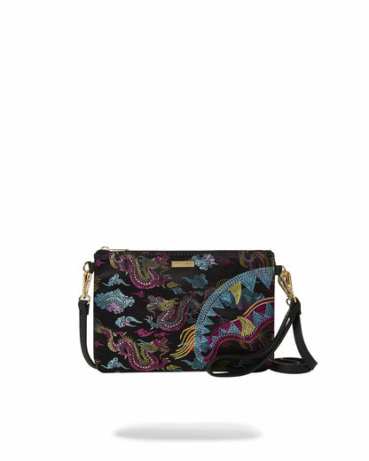 EMBROIDERED DRAGONS CROSSOVER CLUTCH