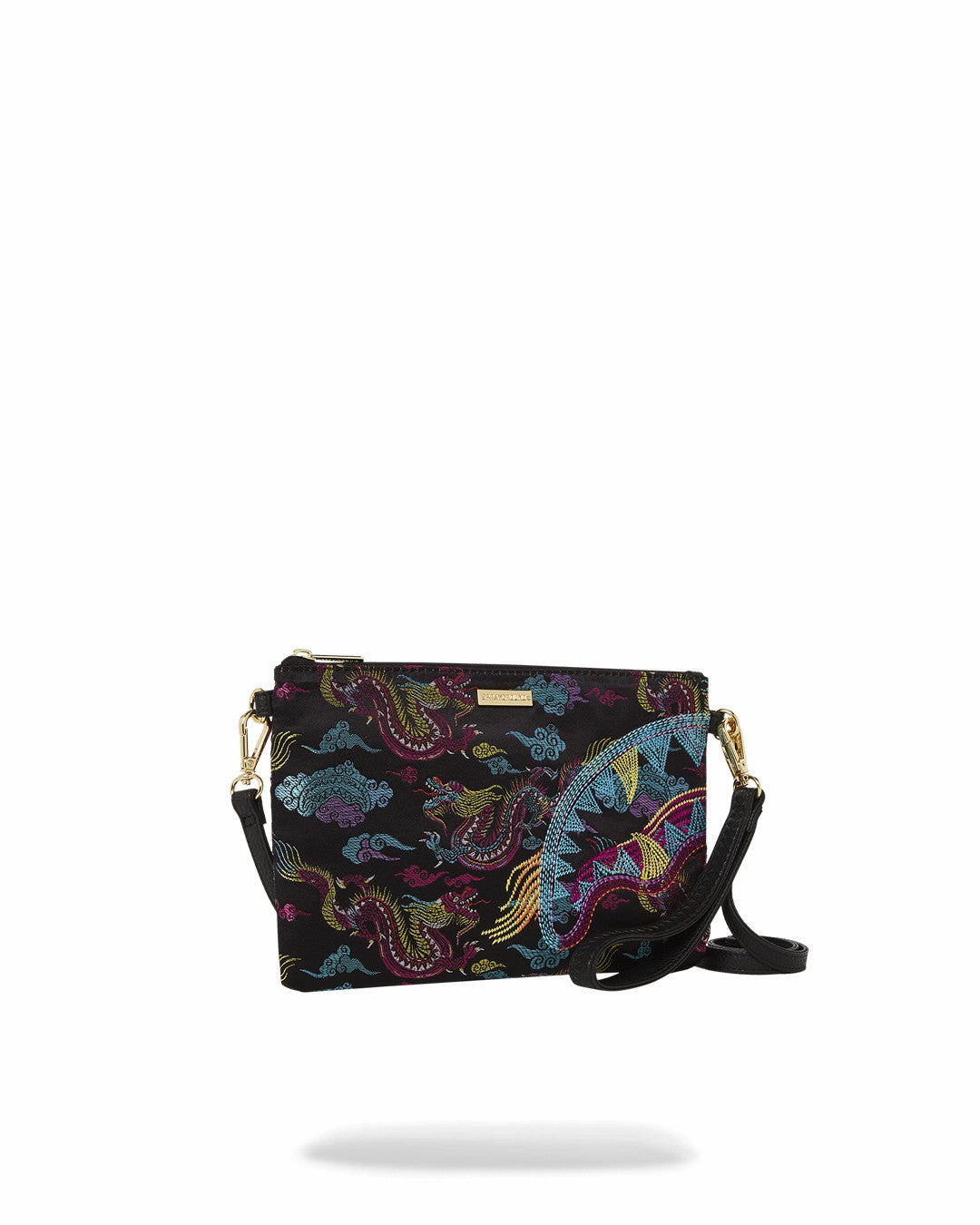 EMBROIDERED DRAGONS CROSSOVER CLUTCH