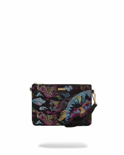 EMBROIDERED DRAGONS CROSSOVER CLUTCH