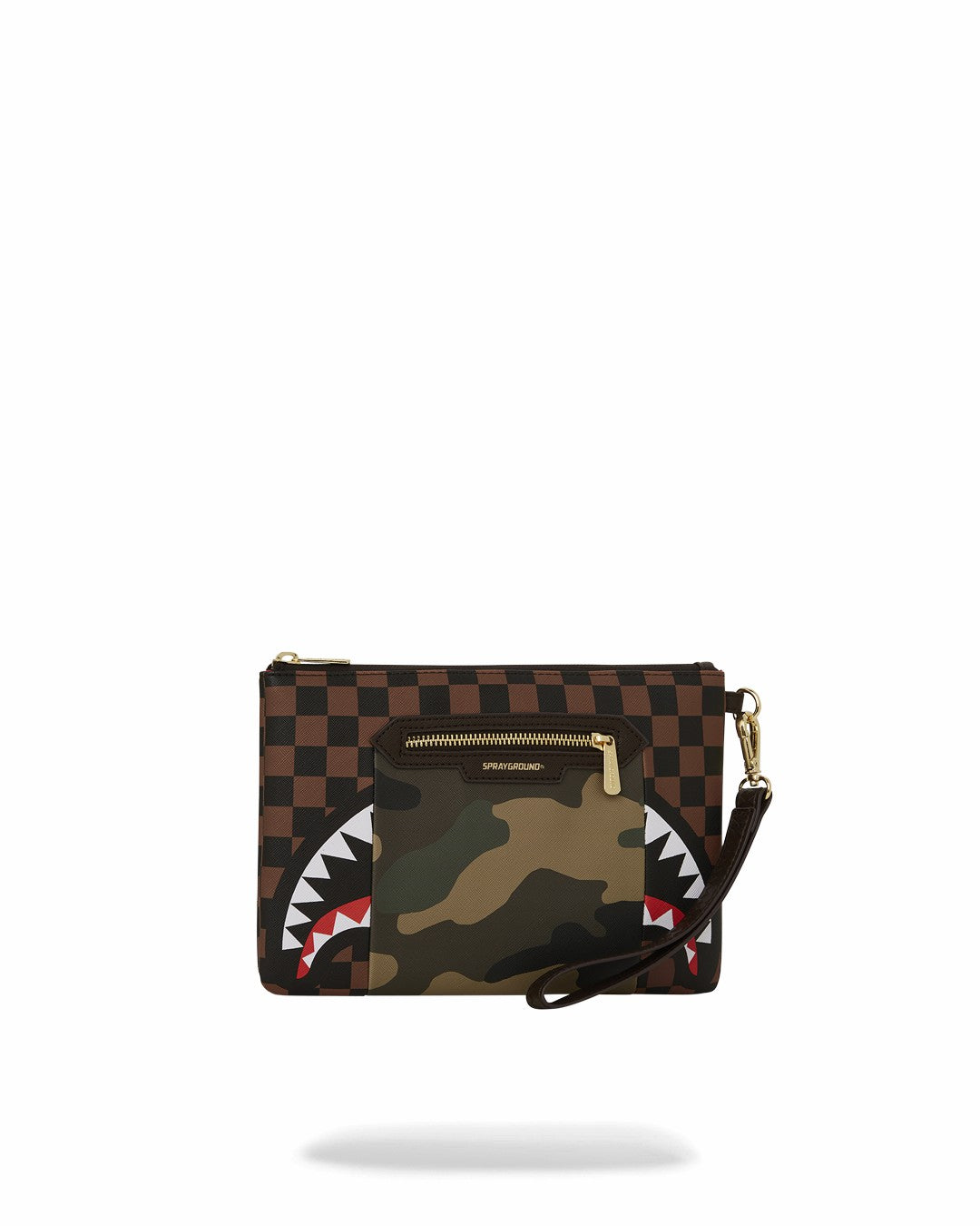 EXTERIOR GOLD ZIP POCKET SHARKS IN PARIS CROSSOVER CLUTCH
