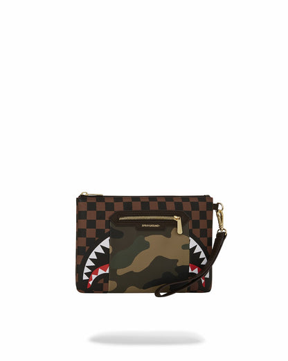 EXTERIOR GOLD ZIP POCKET SHARKS IN PARIS CROSSOVER CLUTCH