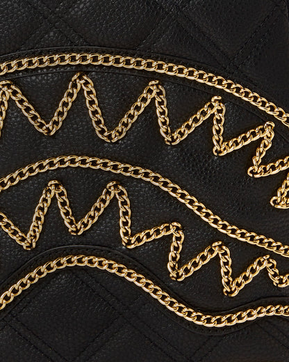 NOIR QUILT GOLD CHAIN SHARK SAVAGE BACKPACK