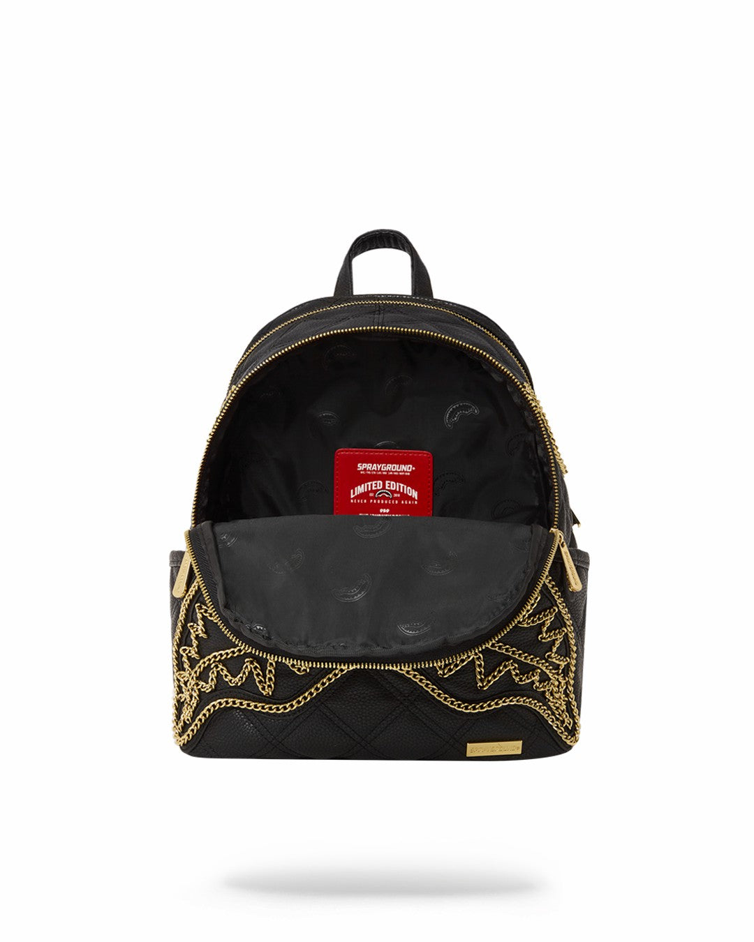 NOIR QUILT GOLD CHAIN SHARK SAVAGE BACKPACK
