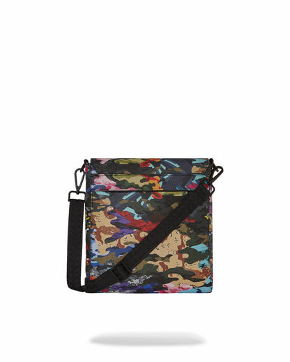 SLICED AND DICED CAMO MESSENGER SLING BAG