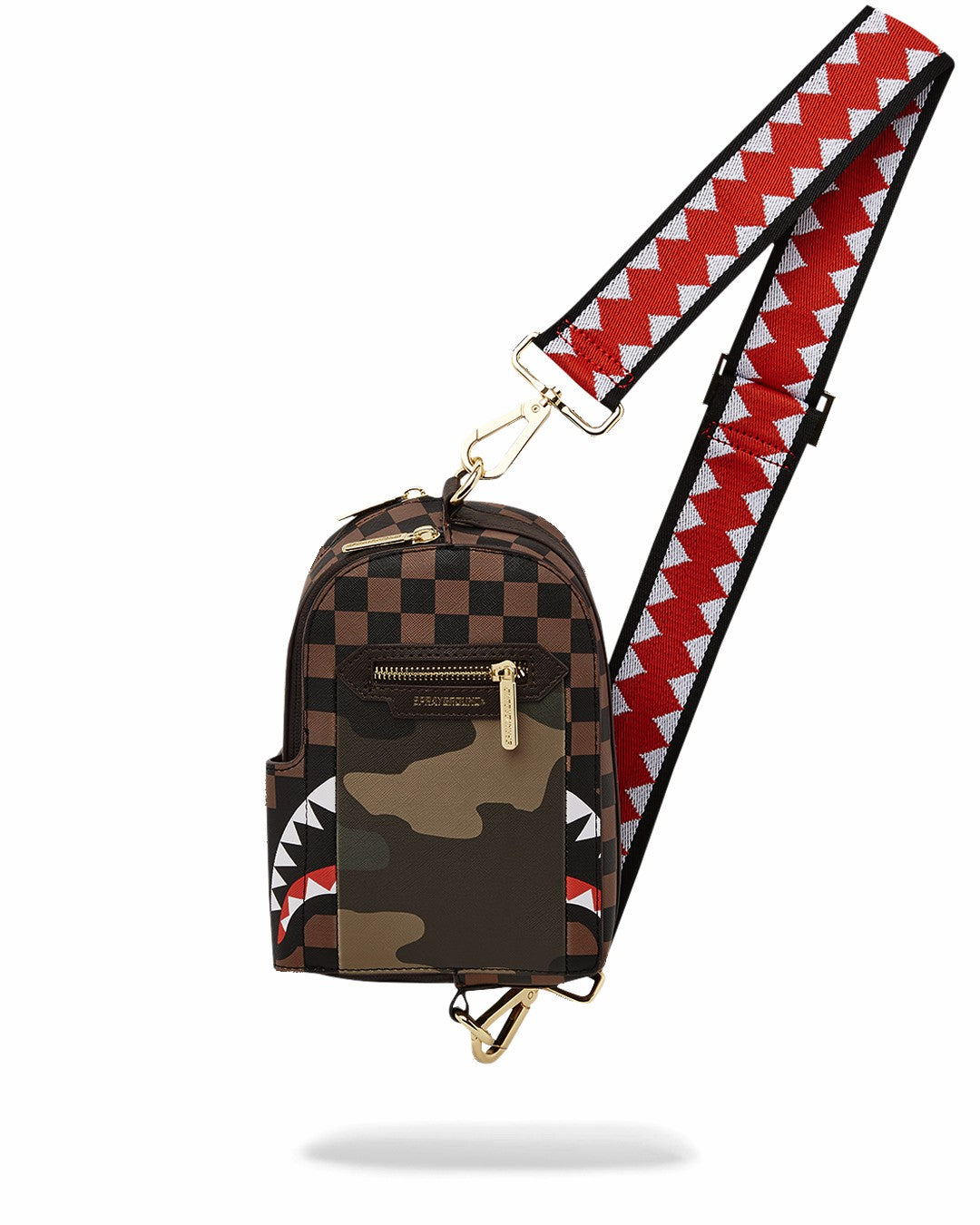 EXTERIOR GOLD ZIP POCKET SHARKS IN PARIS BACKPACK SLING