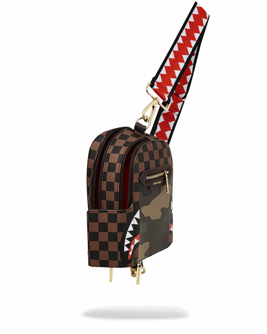 EXTERIOR GOLD ZIP POCKET SHARKS IN PARIS BACKPACK SLING
