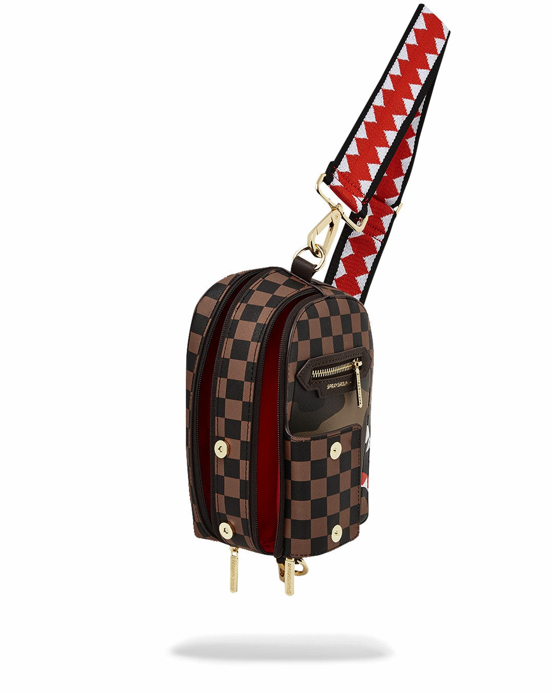 EXTERIOR GOLD ZIP POCKET SHARKS IN PARIS BACKPACK SLING