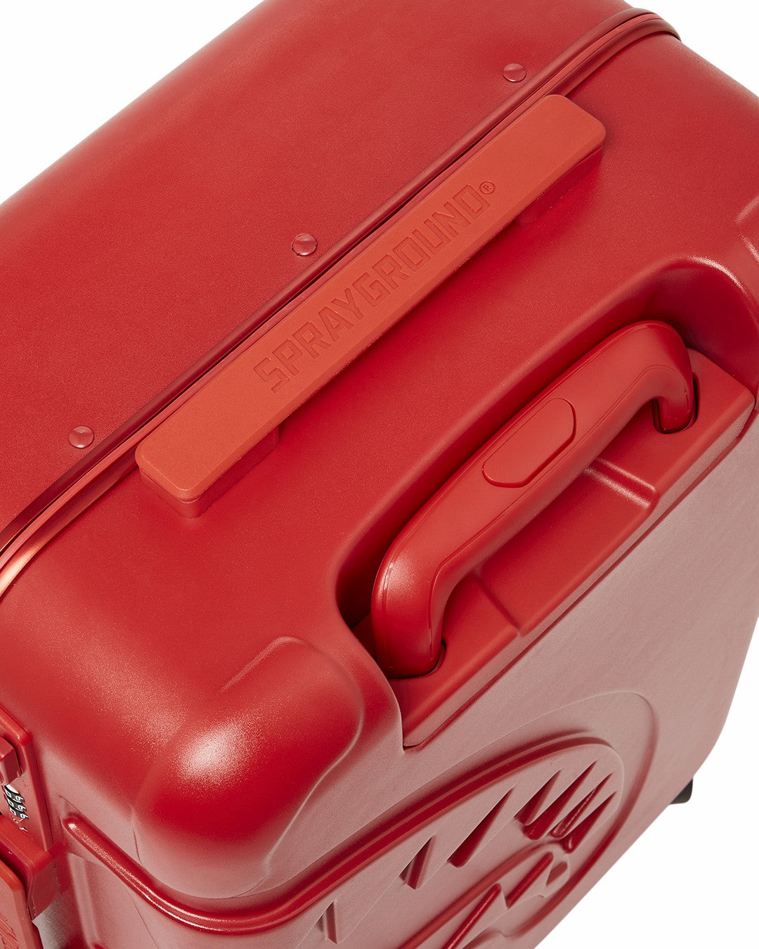 MOLDED SHARKITECTURE RED HARDSHELL CARRY-ON LUGGAGE