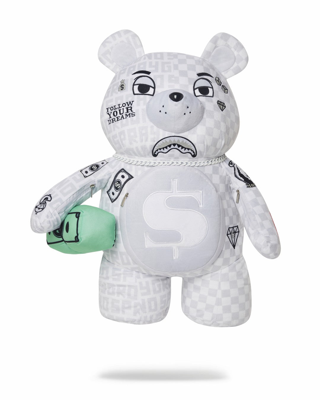 SPLIT THE CHECK (PEARL) MONEYBEAR TEDDYBEAR BACKPACK