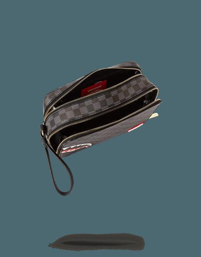 SHARKS IN PARIS (BLACK CHECKERED EDITION) TOILETRY AKA MONEY BAGS