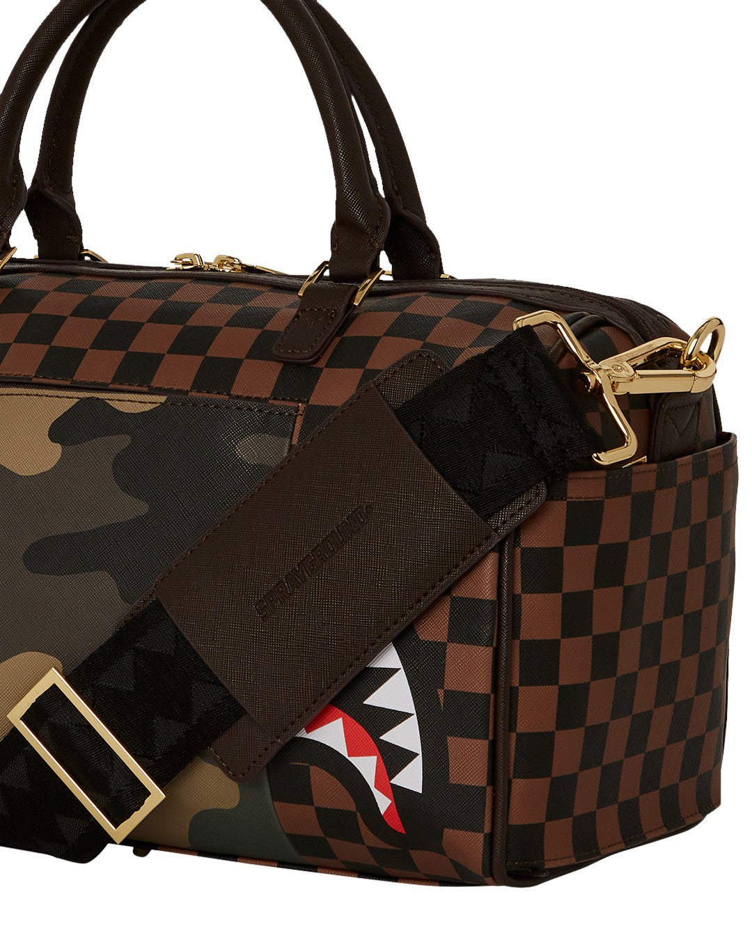 EXTERIOR GOLD ZIP POCKET SHARKS IN PARIS MINI DUFFLE