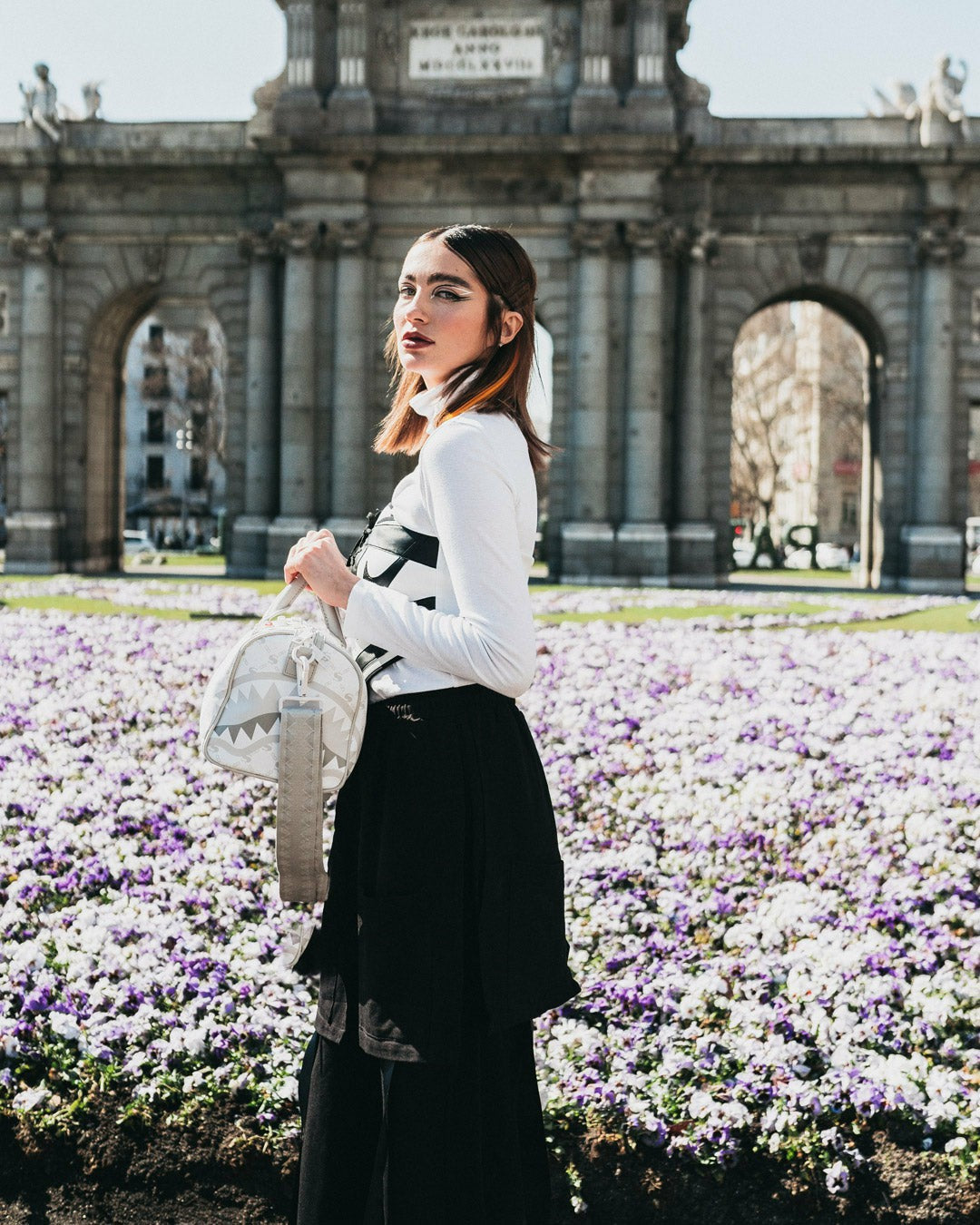 MONEY PATTERN POWDER MINI DUFFLE