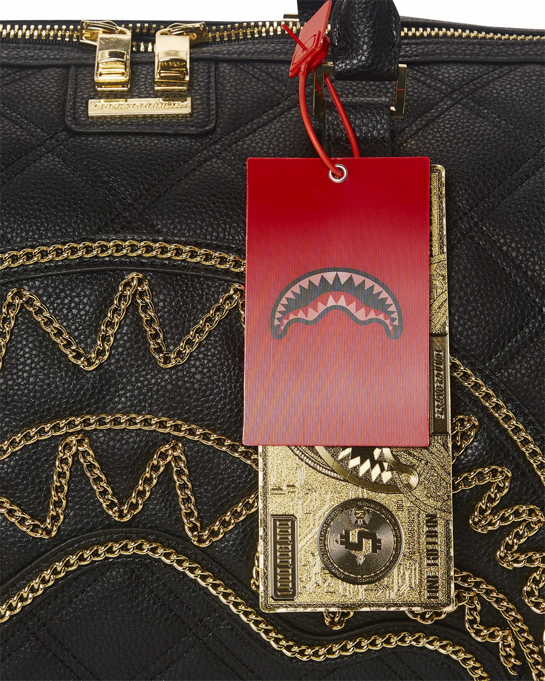 NOIR QUILT GOLD CHAIN SHARK DUFFLE