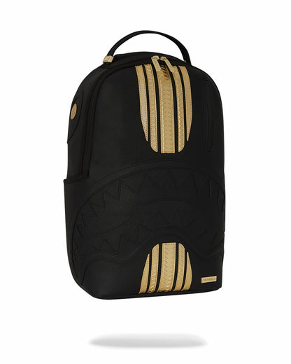 GOLD AND BLACK RACING STRIPES BACKPACK
