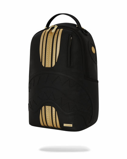 GOLD AND BLACK RACING STRIPES BACKPACK